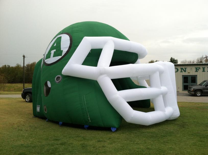 Green inflatable helmet