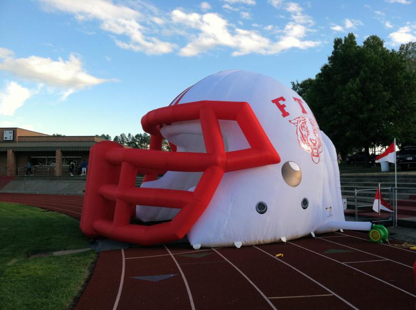 White inflatable helmet for Fort Gibson