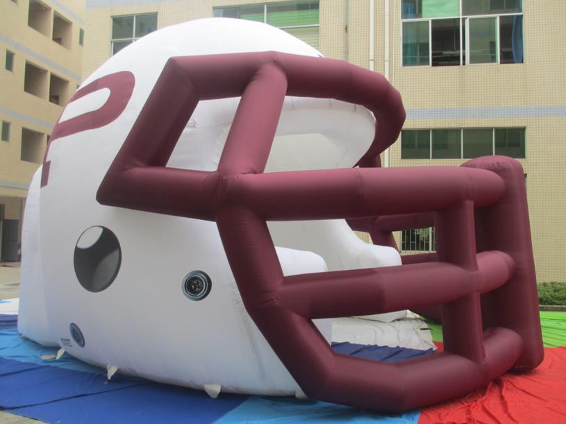 Inflatable helmet with logo